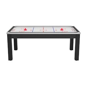 Air Hockey convertible table 8 personnes Toronto noir graine et blanc (surface de jeu)  JardinDeco