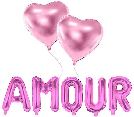 Grabo PACK BALLONS AMOUR + 2 BALLONS COEURS ROSE