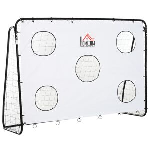 Homcom Porta da Calcio per Adulti e Bambini con Rete in PE, in Metallo e Oxford, Bianco e Nero, 240x88x171.5cm