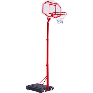 Homcom Canestro Basket Autoportante con Altezza Regolabile 210-260cm e Ruote, Rosso