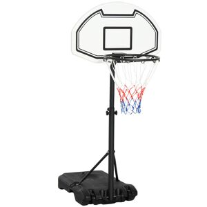 Homcom Canestro Basket per Bambini ad Altezza Regolabile 132.5 - 161.5 cm con Base Riempibile e Ruote, Multicolore