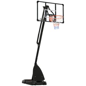 Sportnow Canestro Basket in Acciaio, Regolabile in Altezza e portatile con Tabellone e Ruote, 107x70cm, Nero e rosso
