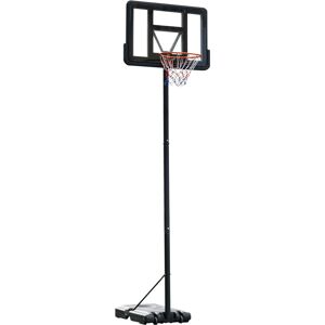 Homcom Canestro Basket Altezza Regolabile 231-305cm, Base con Ruote e Struttura in Acciaio, Tabellone in PVC Trasparente