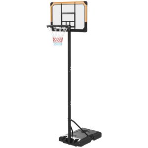 Sportnow Canestro Basket a 6 Altezze Regolabili con Base Riempibile e Rotelle, in PE, Acciaio e Poliestere, Nero