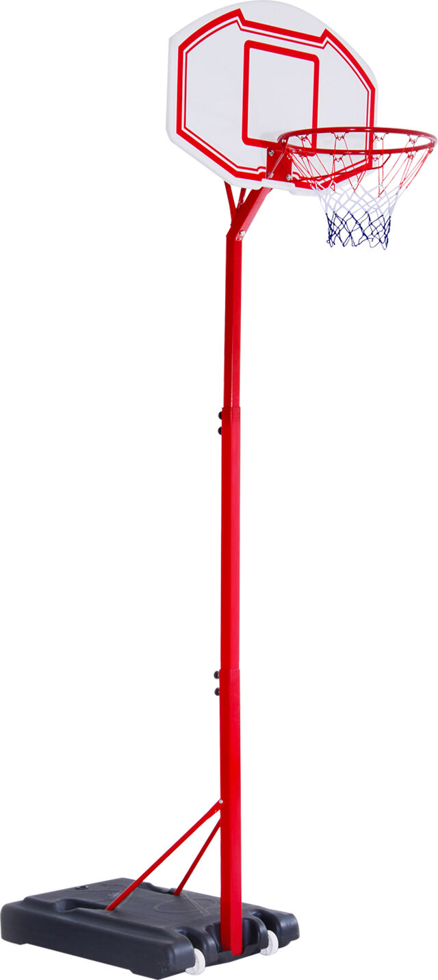 Homcom Canestro Basket Autoportante con Altezza Regolabile 210-260cm e Ruote, Rosso