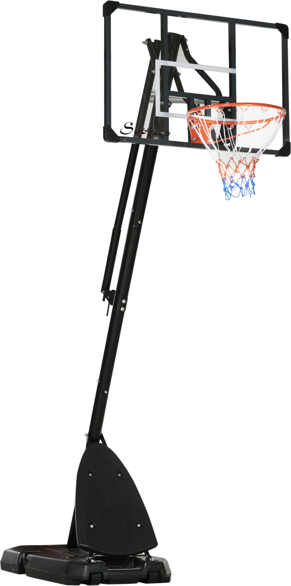 Sportnow Canestro Basket in Acciaio, Regolabile in Altezza e portatile con Tabellone e Ruote, 107x70cm, Nero e rosso