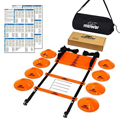 meiwar Coördinatieladder, 6 m, trainingsladder set, behendigheidsladder met robuuste sporten voor coördinatietraining, voetbaltraining, oranje