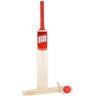 PowerPlay BG889 Deluxe Cricket Set with Cricket Bat, Ball, 4 Stumps, Bails and Bag, Size 5 Bat, red