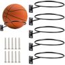 LOEPENLE Wandhouder balhouder, 5 stuks, metalen balhouder, zwart, basketbalhouder muur met schroeven voor voetbal, basketbal, volleybal, rugby display