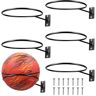 Editbar 6 stuks balhouders, wandhouder balrek, zwarte metalen balhouder, gemonteerde balhouder met schroeven, balhouder, display balhouder voor basketbal, voetbal, rugby volleybal