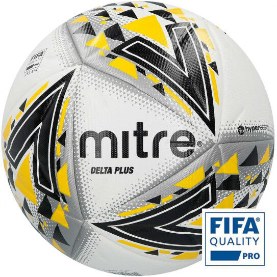 Mitre voetbal Delta Plus polyurethaan wit/zwart/geel - Wit,Zwart,Geel