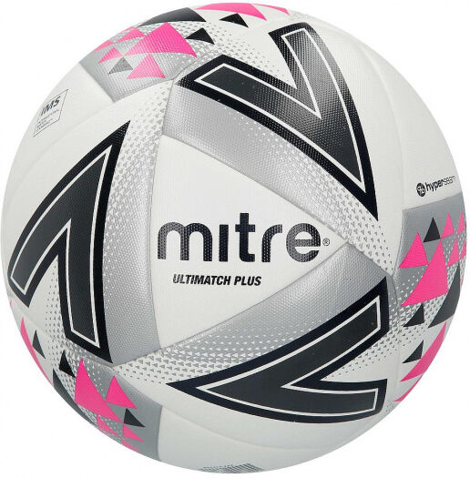 Mitre voetbal Ultimatch Plus polyurethaan wit/zilver/roze - Wit,Zilver,Roze