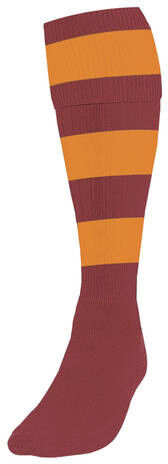 Precision voetbalsokken Hooped unisex nylon bordeaux/oranje - Bordeaux,Oranje