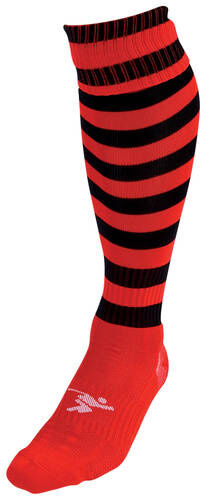 Precision voetbalsokken Hooped unisex nylon rood/zwart - Rood,Zwart