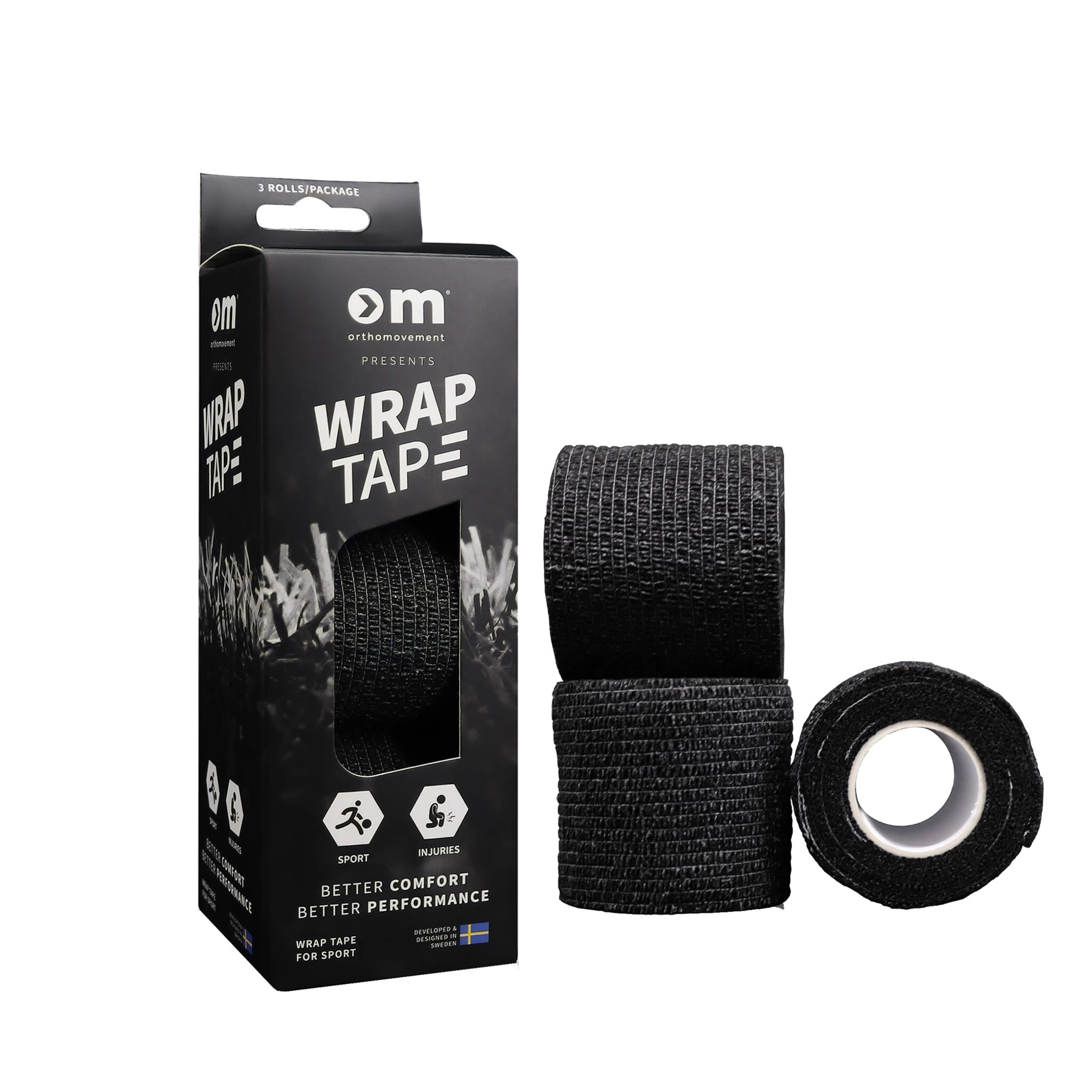 Ortho Movement Wrap Tape 3 Pack, fotballteip One Size BLACK