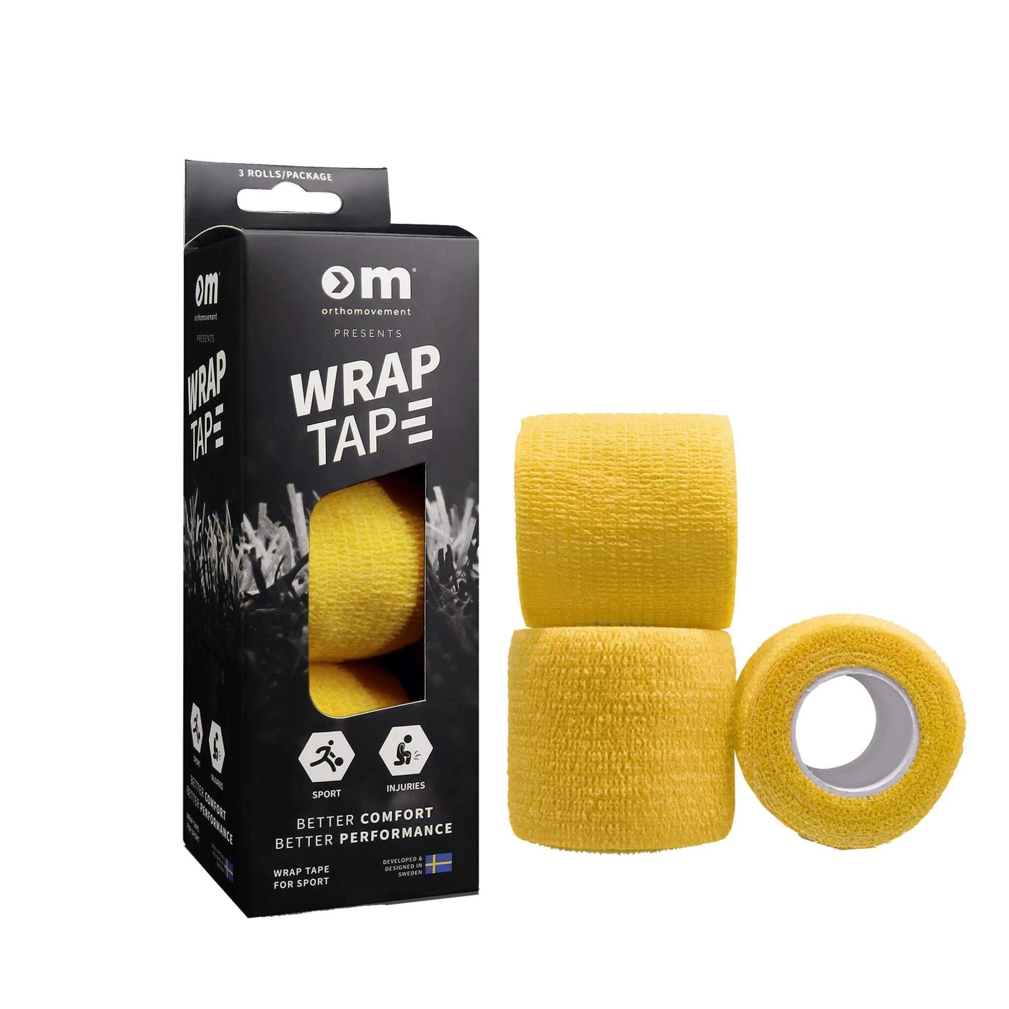 Ortho Movement Wrap Tape 3 Pack, fotballteip One Size Yellow