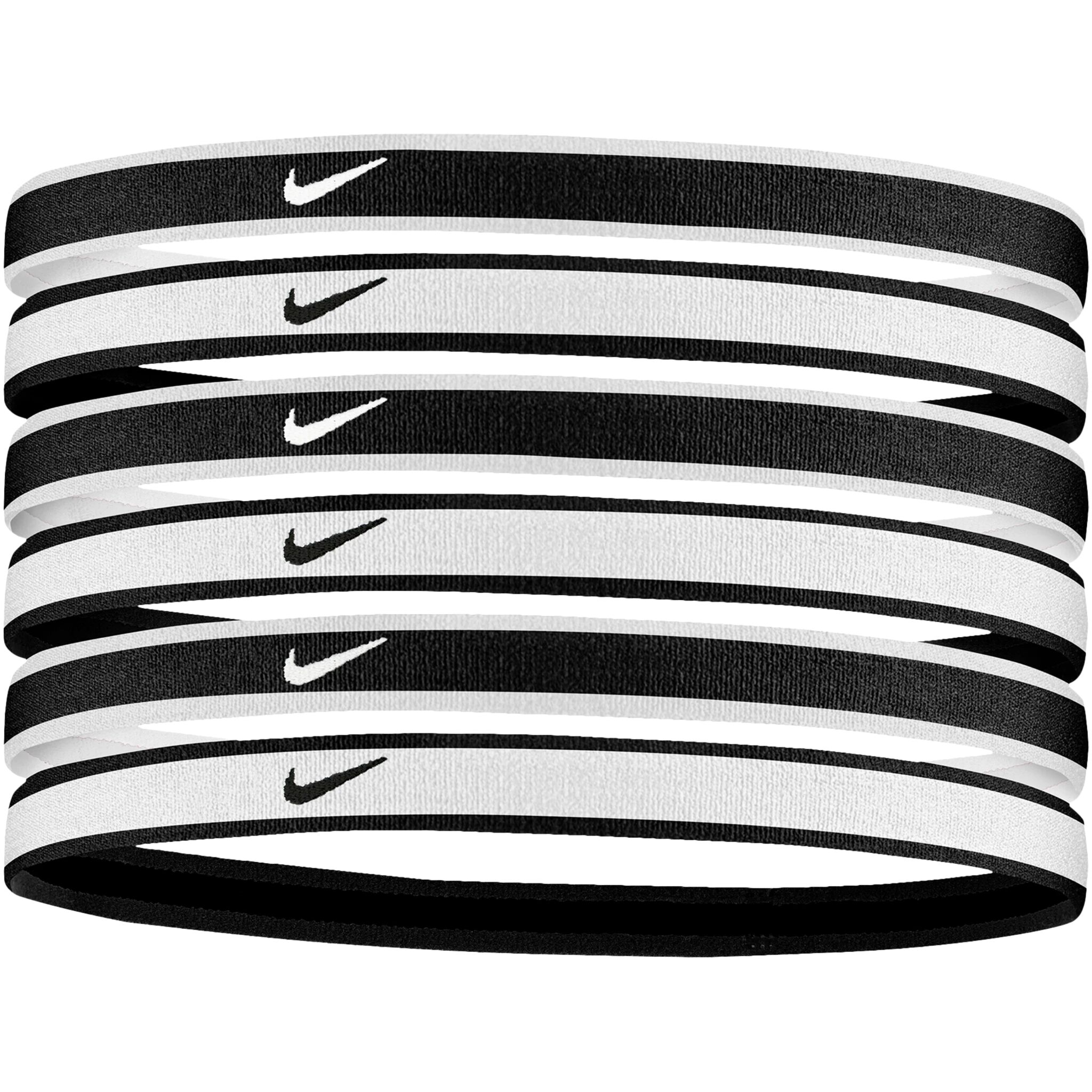 Nike TIPPED SWOOSH SPORT HEADBANDS 6PK 2.0, svettebånd Onesize WHITE/BLACK/WHITE