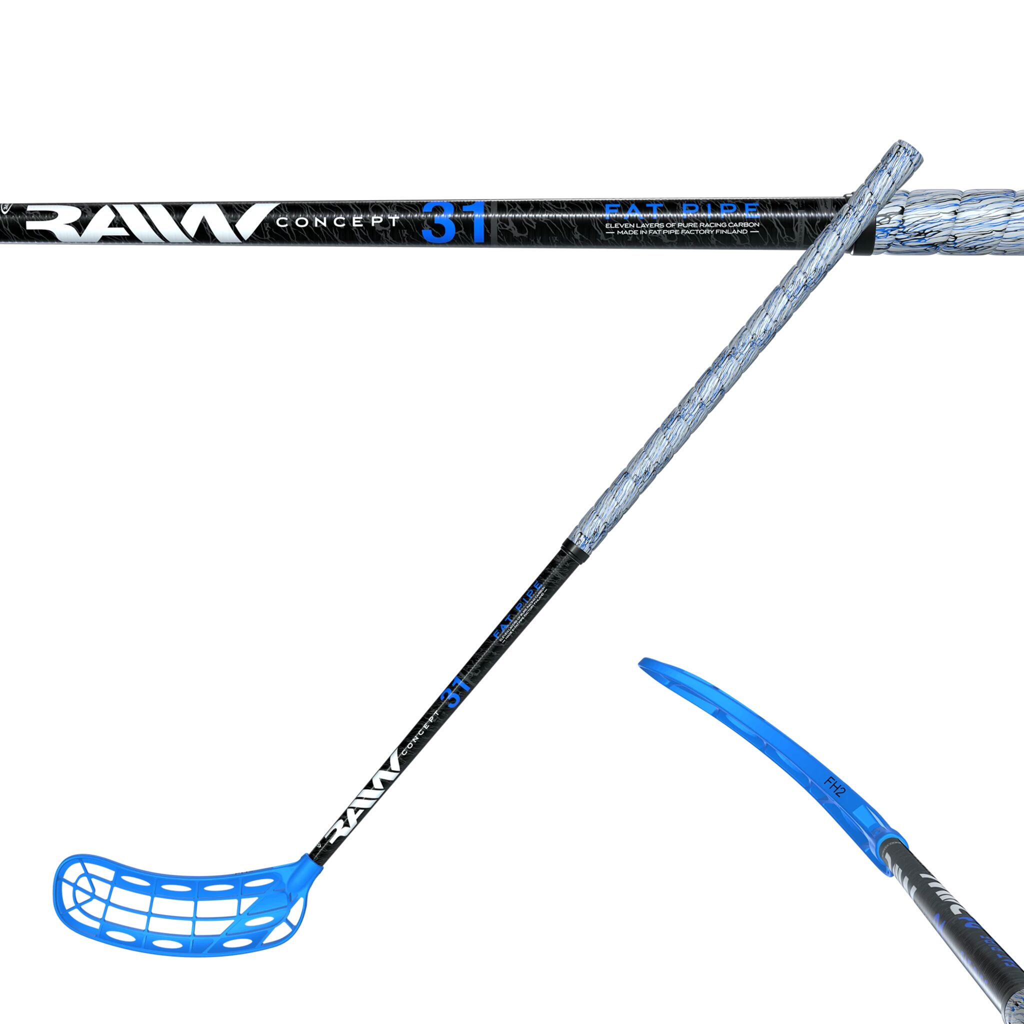 Fat Pipe RAW CONCEPT 31 JAB FH2 JR-21/22, innebandykølle junior R (82cm) - U-oval Black/Blue