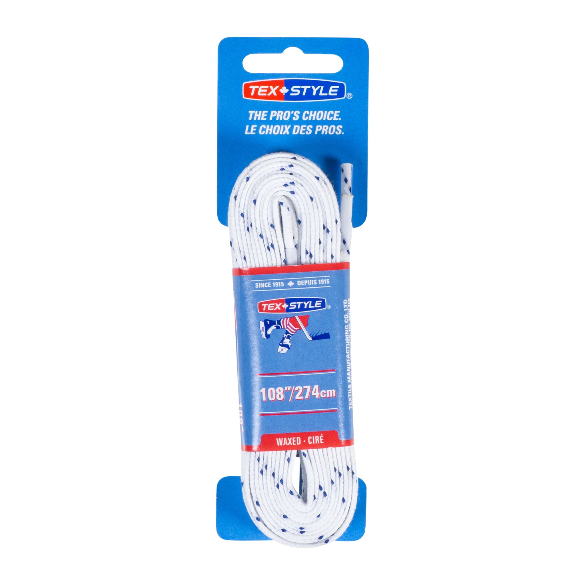 Texstyle waxed Laces 274cm white 36 pack-21/22, voksede hockeylisser 274cm STD