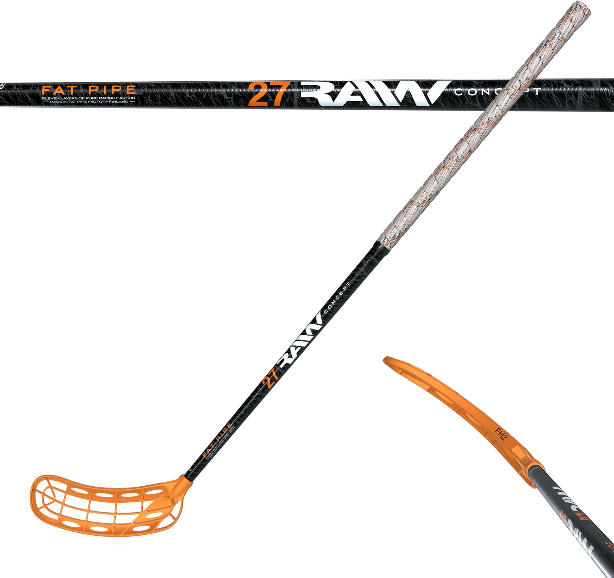 Fat Pipe RAW CONCEPT 27 JAB FH2 SR-21/22, innebandykølle senior R (101cm) - Oval BLACK/ORANGE