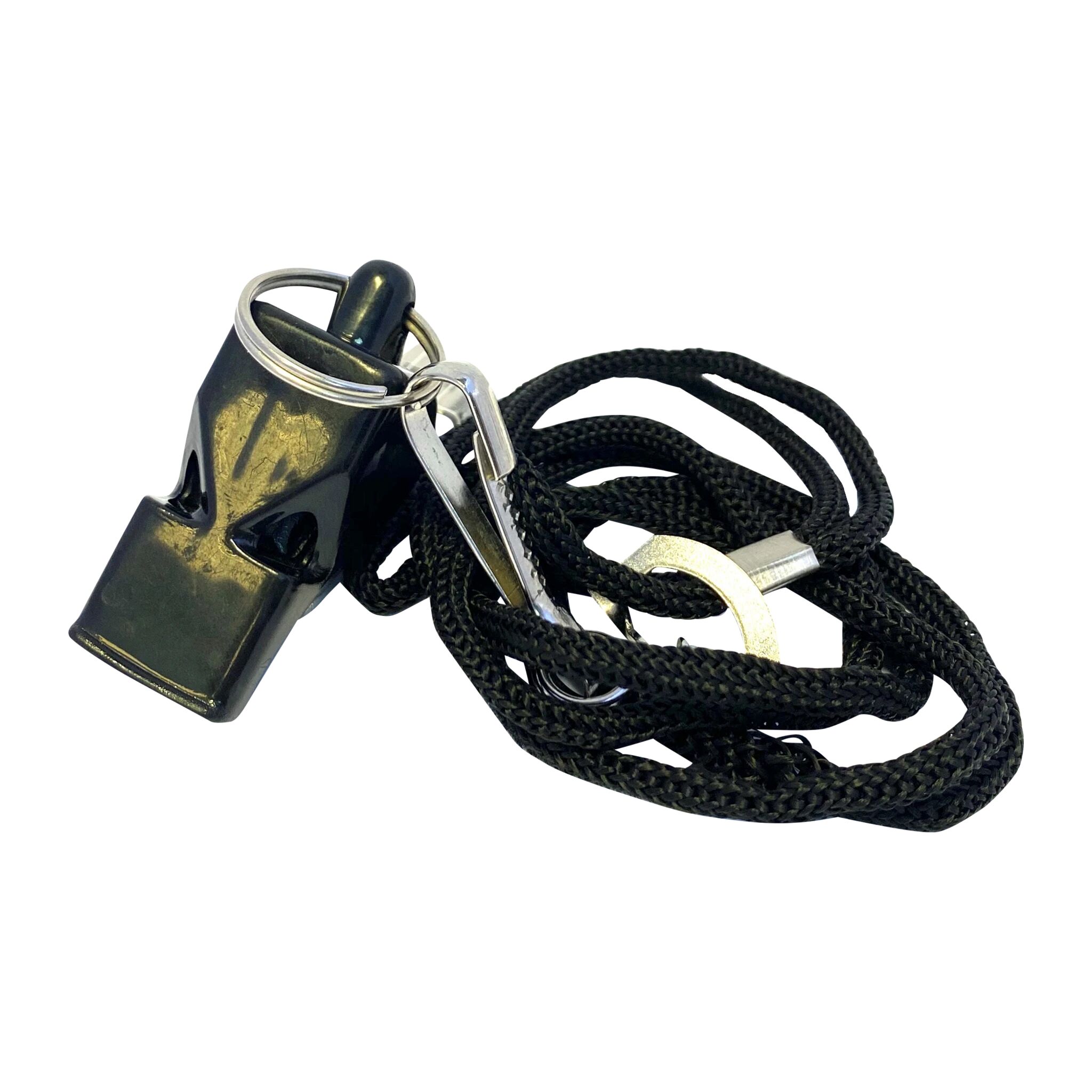 ASSIST WHISTLE PRO & LANYARD, dommerfløyte One Size BLACK