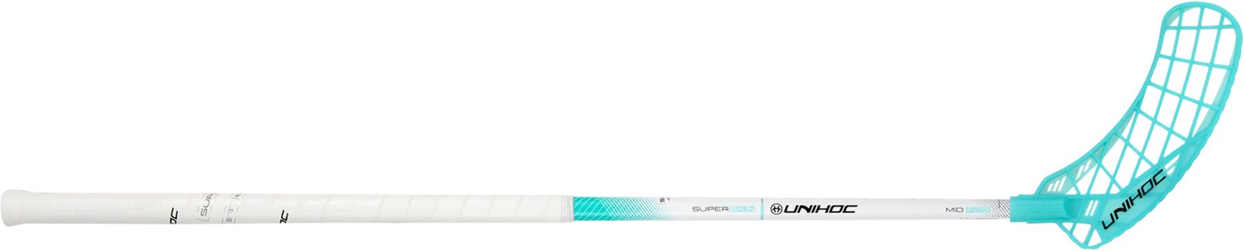 Unihoc EPIC SUPERSKIN MID 29 white/turquoise SR-21/22, innebandykølle senior L (96cm) White/turkos