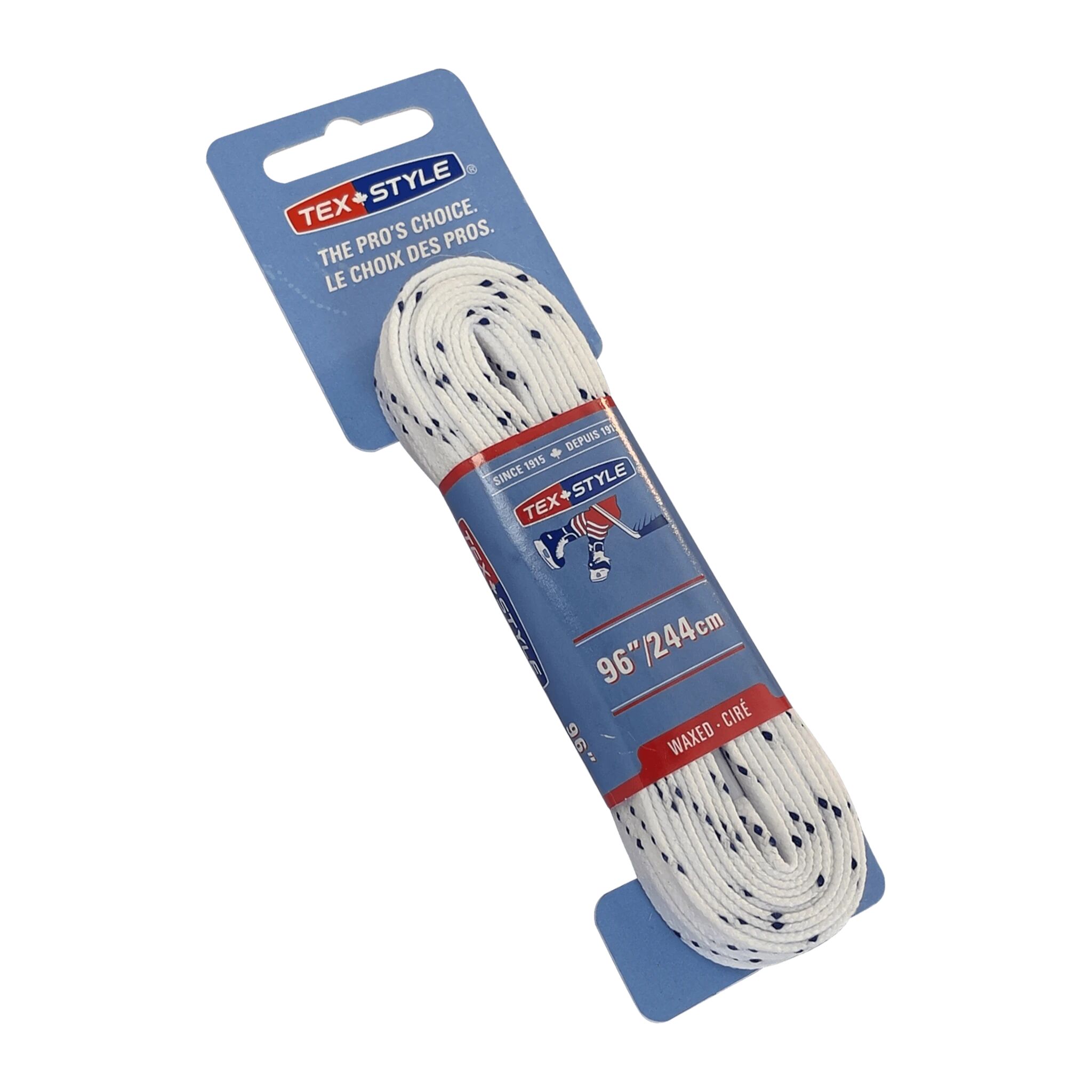 Powerflex Texstyle waxed Laces 244cm white 36 pack -21/22, voksede hockeylisser 244cm STD