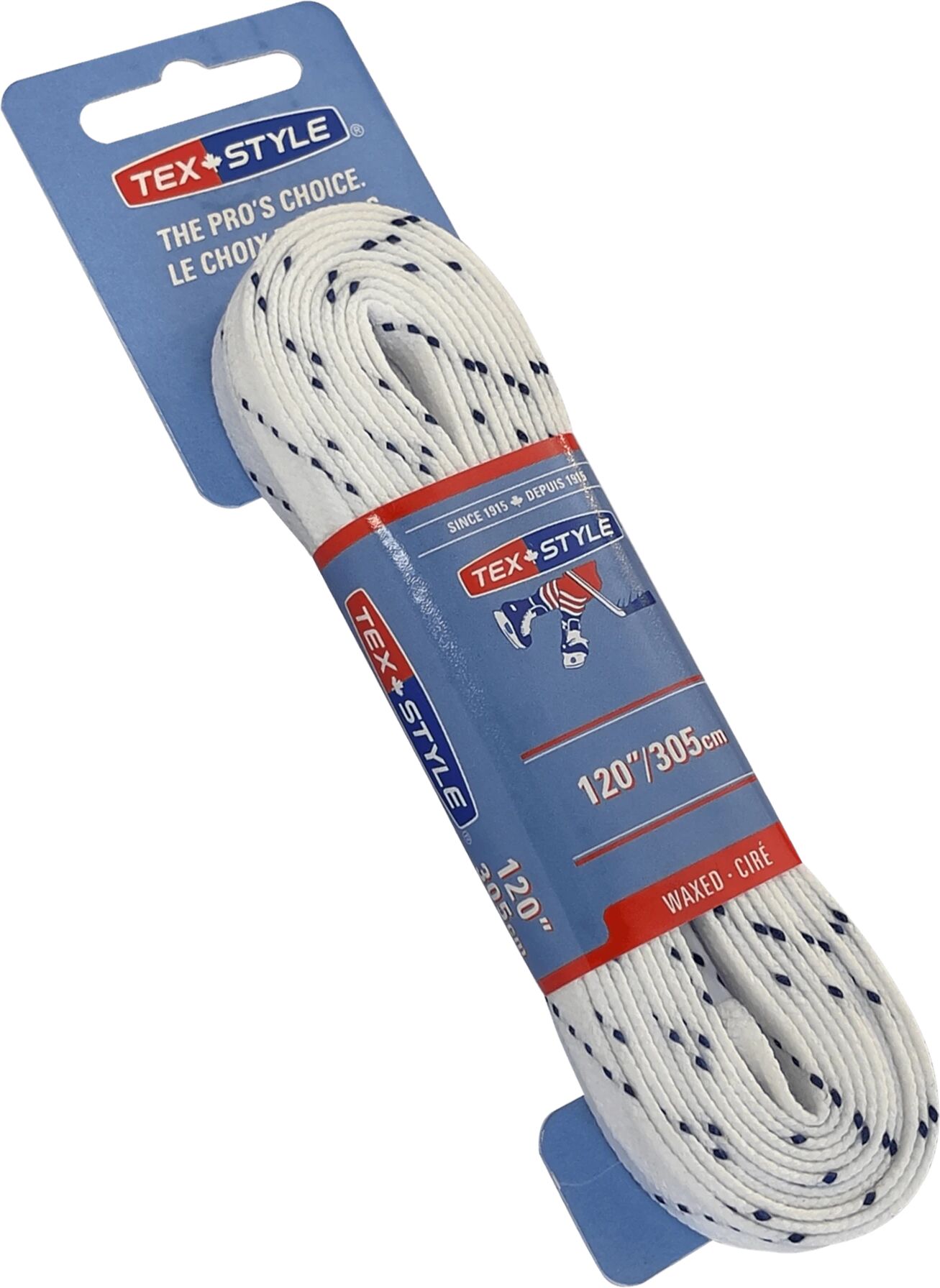 Texstyle Waxed Laces 304cm white 36 pack-21/22, voksede hockeylisser 304cm STD