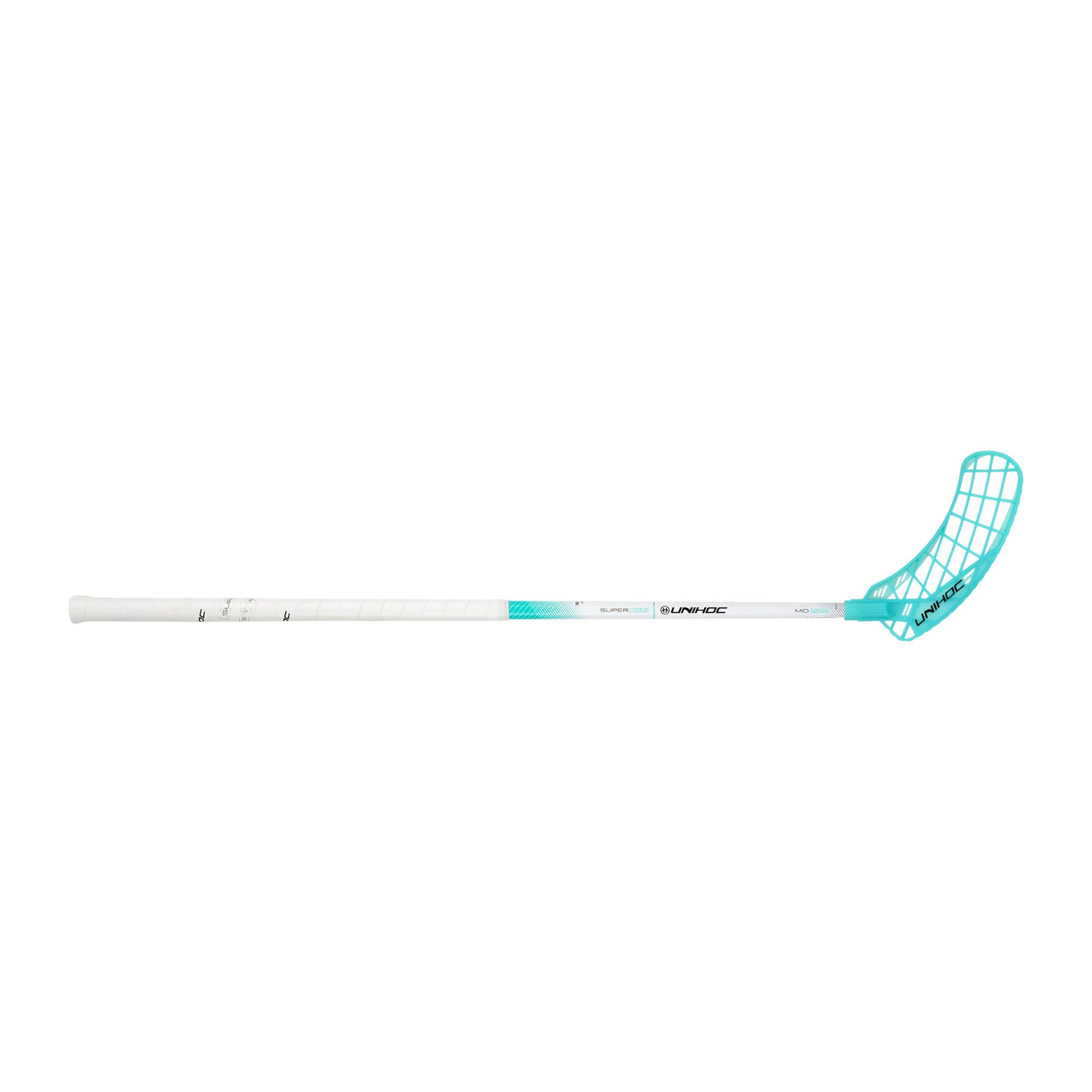 Unihoc EPIC SUPERSKIN MID 29 white/turquoise JR-21/22, innebandykølle junior R (87cm) White/turkos