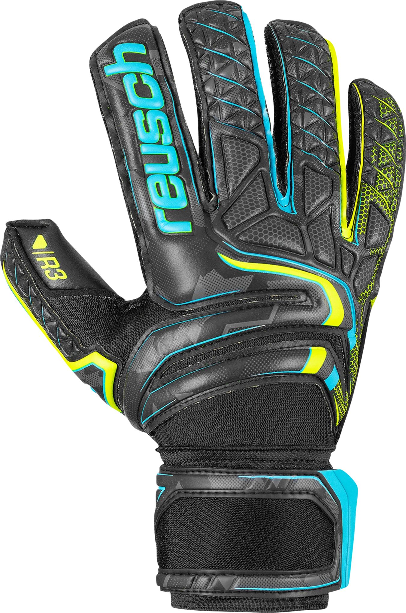 Reusch Attrakt R3, keeperhanske senior 11 Black/Safety Yellow/