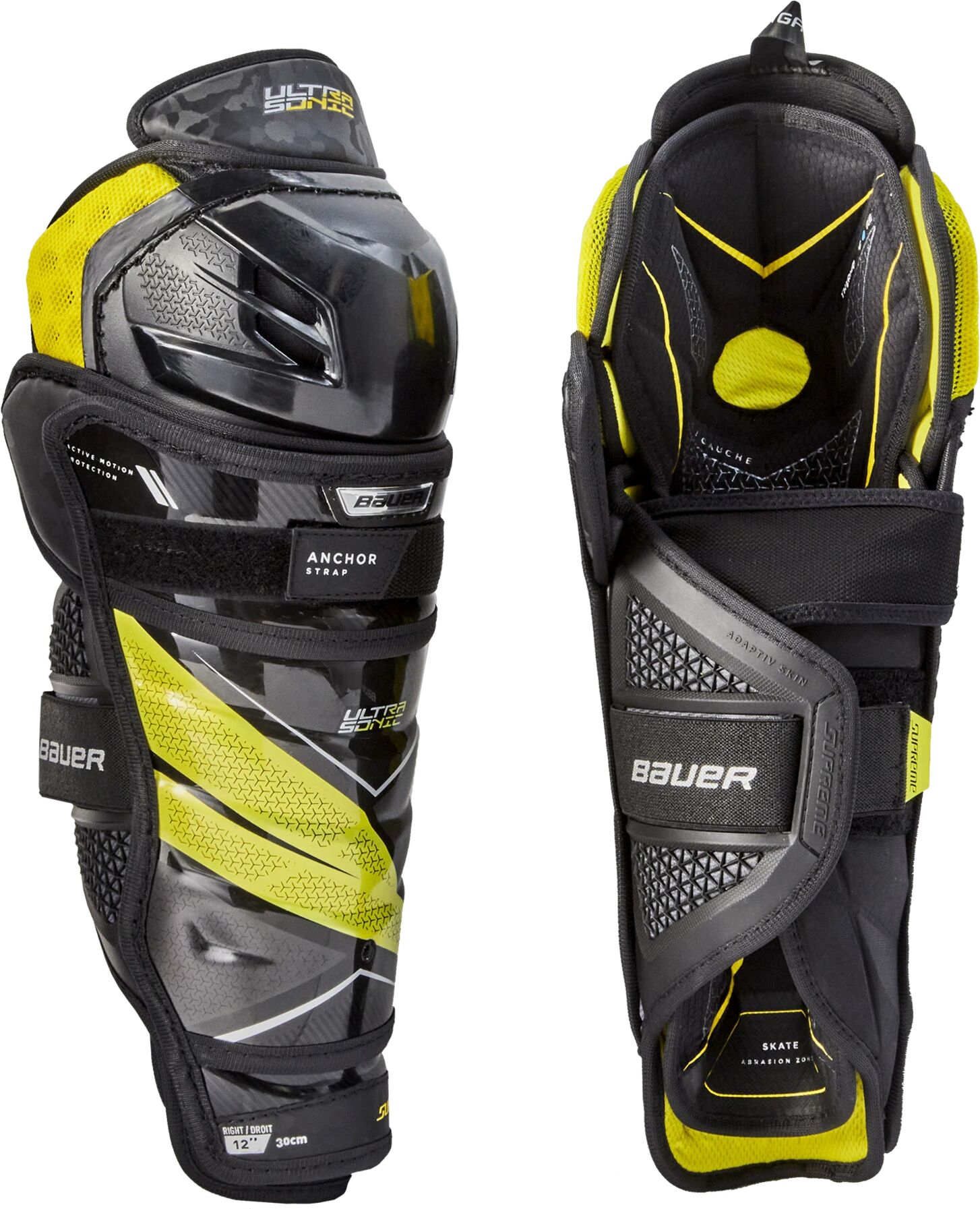 bauer S21 SUPREME ULTRASONIC SHIN GUARD - JR 21/22, leggskinn junior 11''/127-142 BLACK