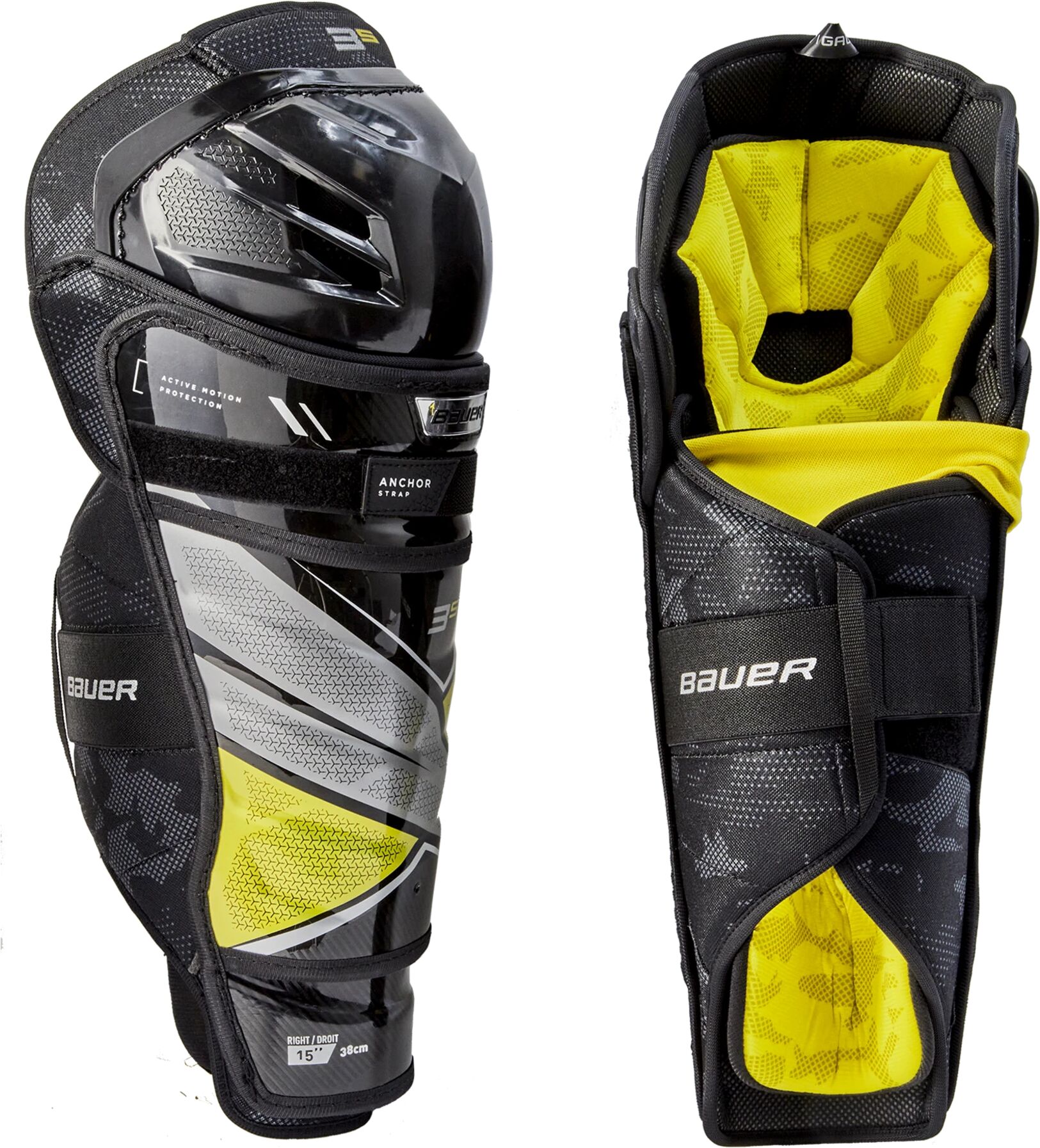 bauer S21 SUPREME 3S SHIN GUARD - SR 21/22, leggskinn senior 15&#34;/170-180 BLACK