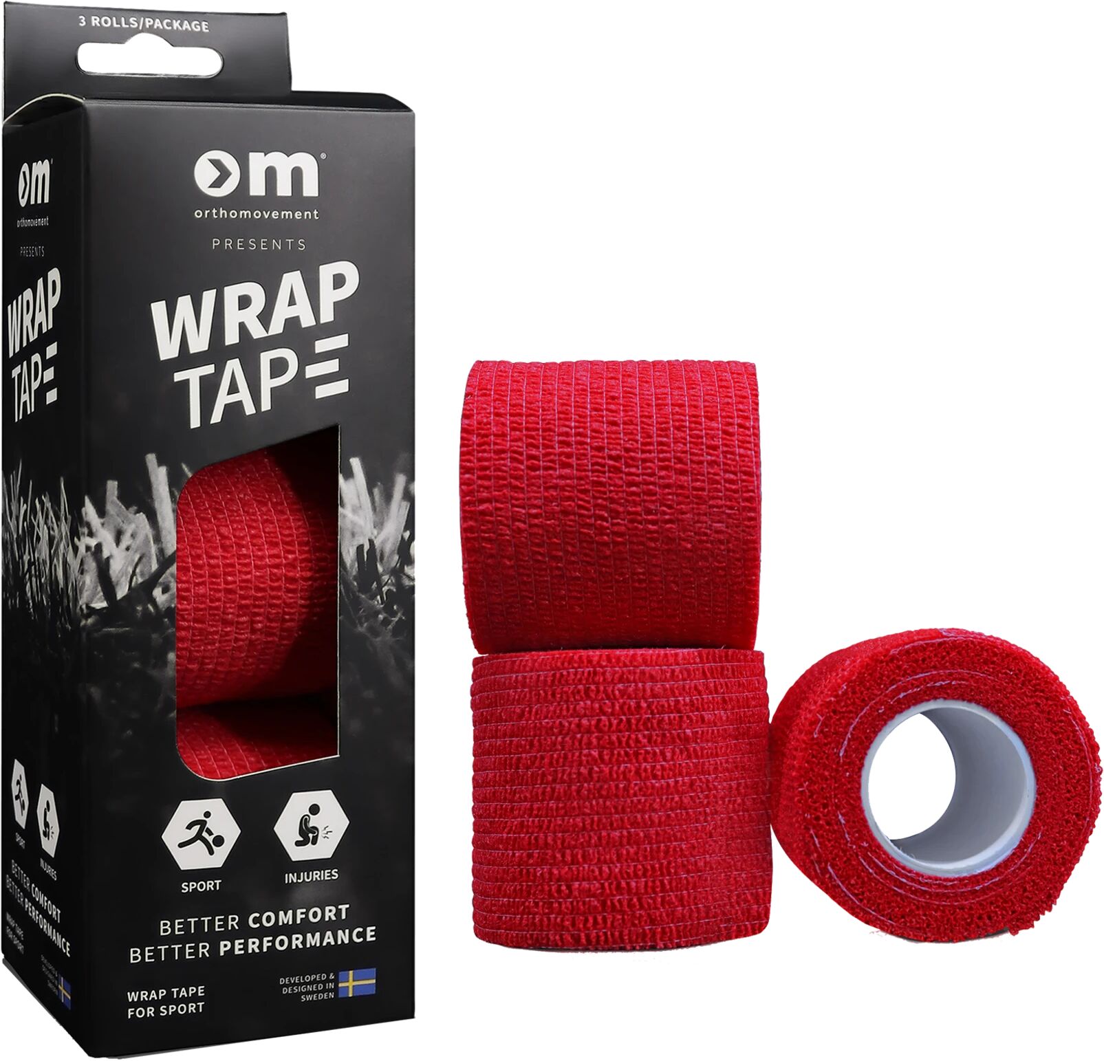 Ortho Movement Wrap Tape 3 Pack, fotballteip One Size RED