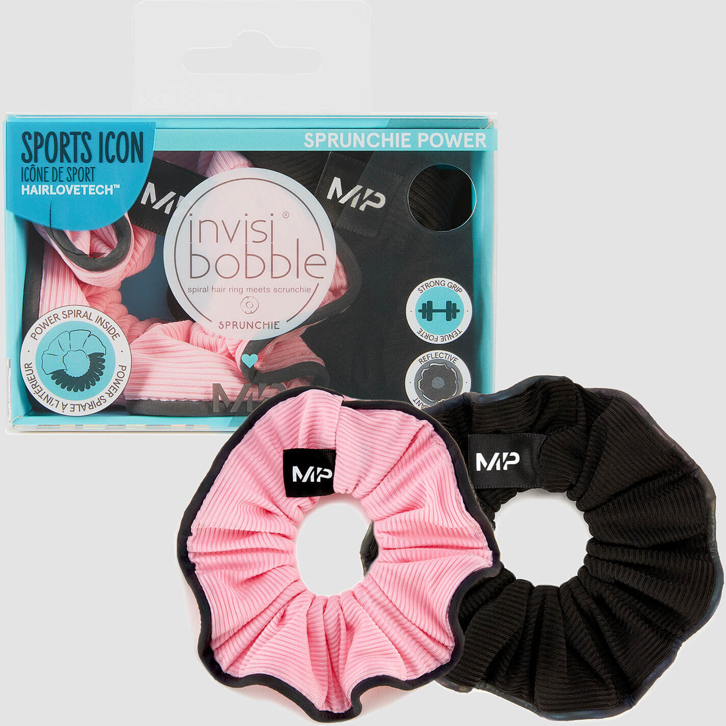 MP X Invisibobble® Reflective Power Sprunchie - Negru/Roz - 2 BUCĂȚI