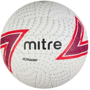 Mitre Ultragrip Netball - White/Red/Black