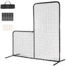 VEVOR L Screen Baseball for Batting Cage, 7x7 ft Baseball Softball Safety Screen, Body Protector Portable Batting Screen with Carry Bag & Ground Stakes, Heavy Duty Pitching Net for Pitchers Protection