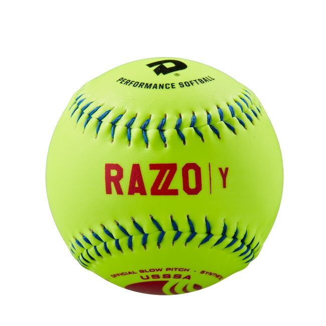 DeMarini 12" USSSA RAZZO Classic Y Slowpitch Synthetic Softball 1 DZ   Yellow   male