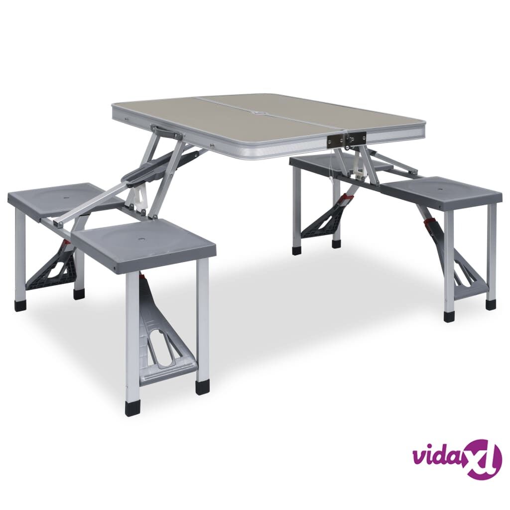 vidaXL Folding Camping Table with 4 Seats Steel Aluminium