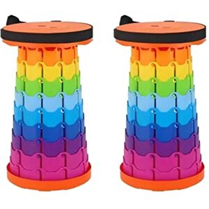 ShiShi Lot de 2 Tabourets Plastique Pliante, Φ 26 cm Tabouret de Camping Pliante et Portable, Tabouret Telescopique 6,5-45 cm, Siege de Pêche Charge Jusqu'à 100 kg (Coloré)