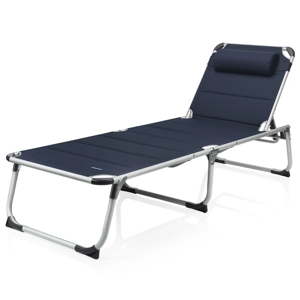 Campart Travel Chaise longue de camping pliable Rome Bleu 200x67x35cm