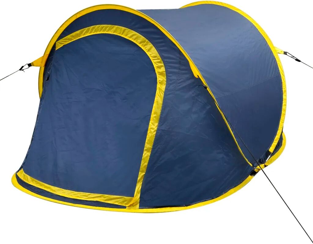 vidaXL Tente de camping escamotable 2 personnes Bleu marine/Jaune