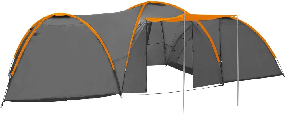 vidaXL Tente igloo de camping 650x240x190cm 8 personnes Gris et orange