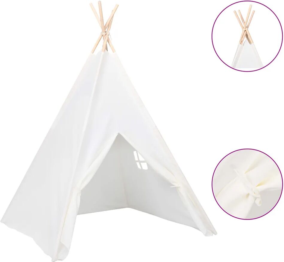 vidaXL Tente tipi d'enfants avec sac Peau de pêche Blanc 120x120x150cm