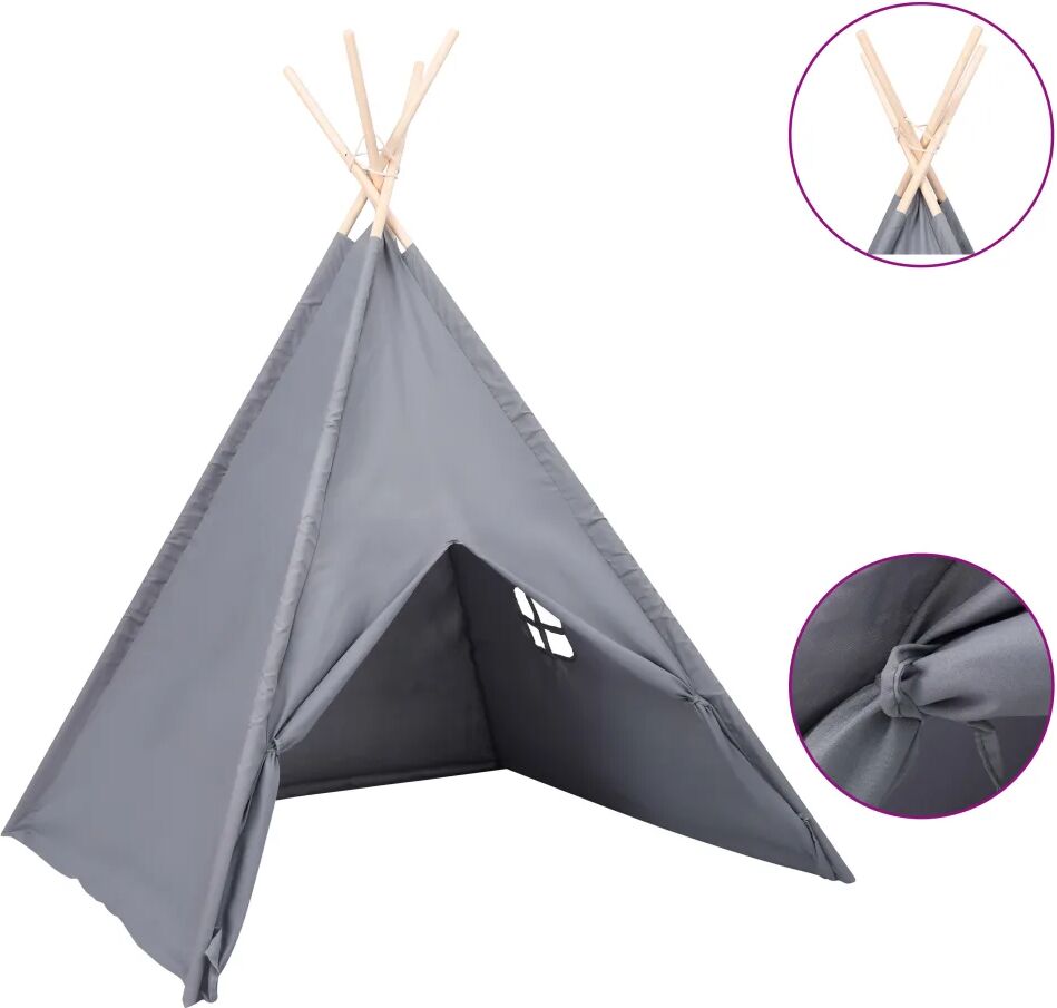 vidaXL Tente tipi d'enfants avec sac Peau de pêche Gris 120x120x150 cm