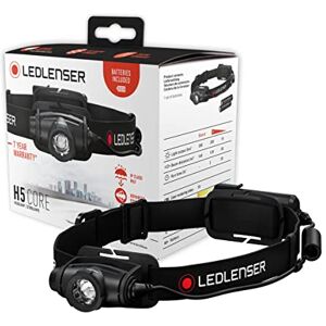 Ledlenser H5 Core Stirnlampe LED, 350 Lumen, wasserdicht IP67, fokussierbar, schwenkbar, stufenlos dimmbar, 2xAA batteriebetrieben, Leuchtweite 160m, inkl. Batterien, Headlamp