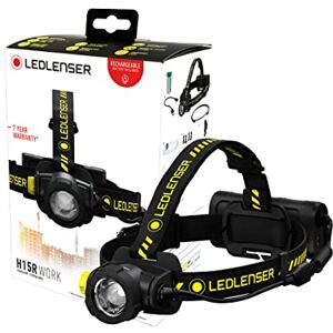 Ledlenser H15R Work Robust Stirnlampe LED, aufladbar mit Lithium Akku, wasserdicht IP67, 2500 Lumen, high CRI, fokussierbar, stufenlos dimmbar, Leuchtweite 250m, mit Helmclips, USB Magnetladekabel