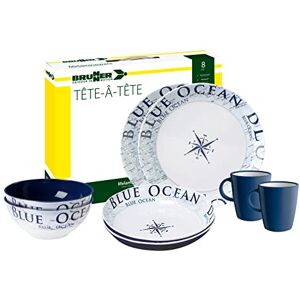 BRUNNER 0830143N.C8C Campinggeschirr Set für 2 Personen, Tête-À-Tête Blue Ocean, 8-teilig