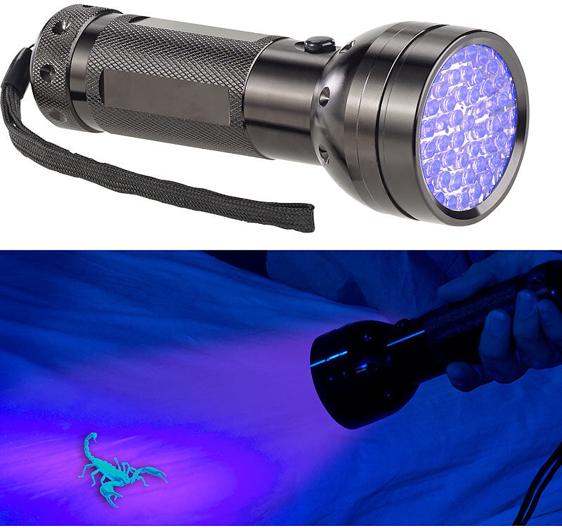 Lunartec 2in1-UV-Taschenlampe und Geldscheinprüfer, 51 LEDs und Batteriebetrieb