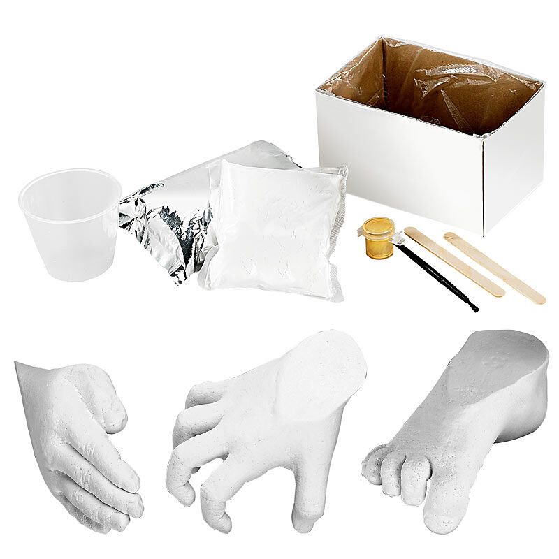 infactory Gips-Abform-Set für 3D-Form von Baby-Füßchen oder -Händchen, 8-teilig