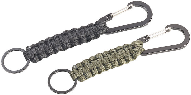 Semptec Urban Survival Technology 2er-Set Paracord-Schlüsselanhänger mit Karabinerhaken und 1,2-m-Seil